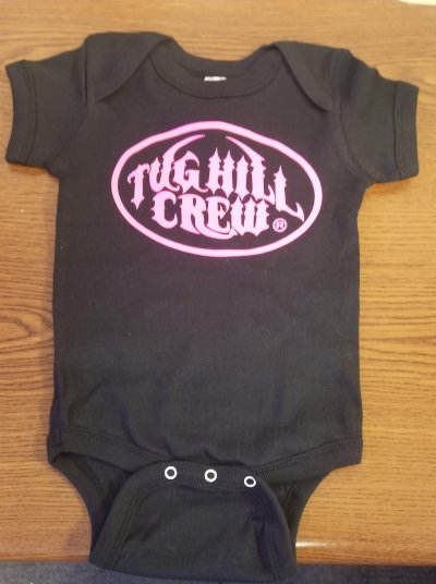 Black Baby Onesie - Tug Hill Crew - Pink Logo