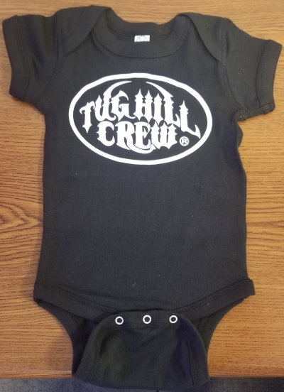 Black Baby Onesie - Tug Hill Crew - White Logo