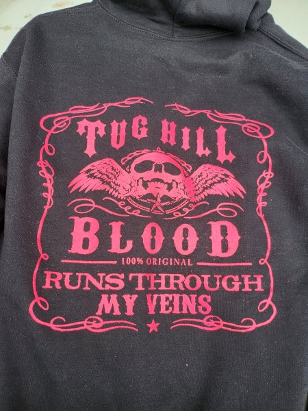 Black Hoodie - Tug Hill Blood - Pink Logo