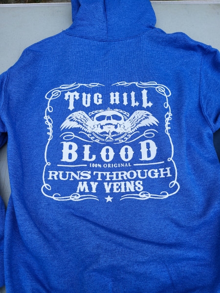 Blue Hoodie - Tug Hill Blood - White Logo