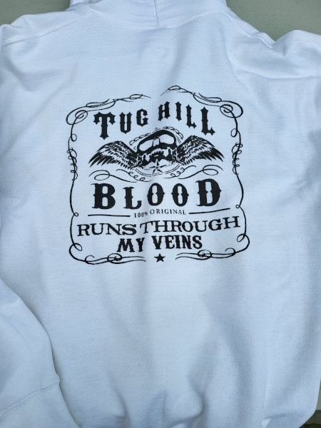 White Hoodie - Tug Hill Blood - Black Logo