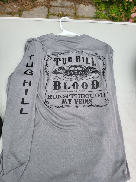 Grey Long Sleeve Shirt - Tug Hill Blood - Black Logo