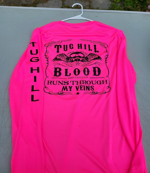 Pink Long Sleeve Shirt - Tug Hill Blood - Black Logo